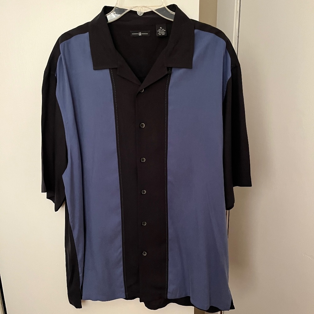 Silk men’s shirt  size XL vintage style short sleeve BB207